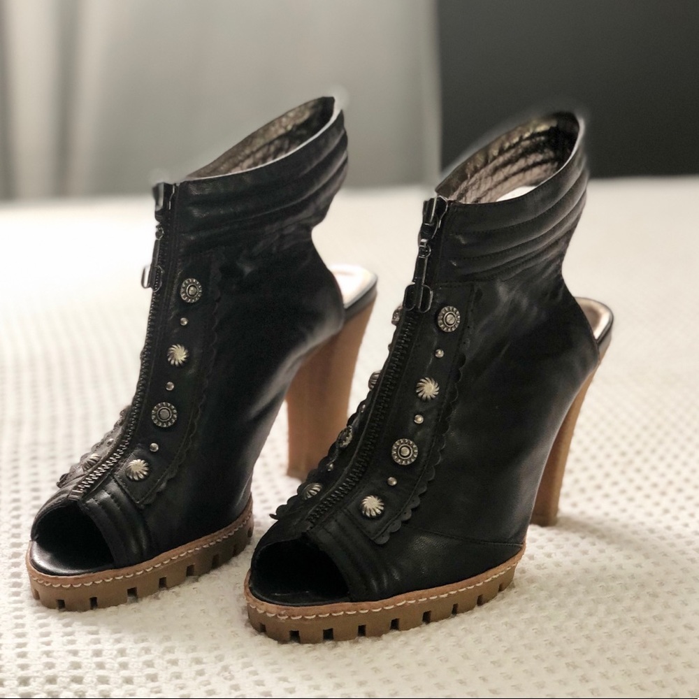 Daniblack slingback bootie heels